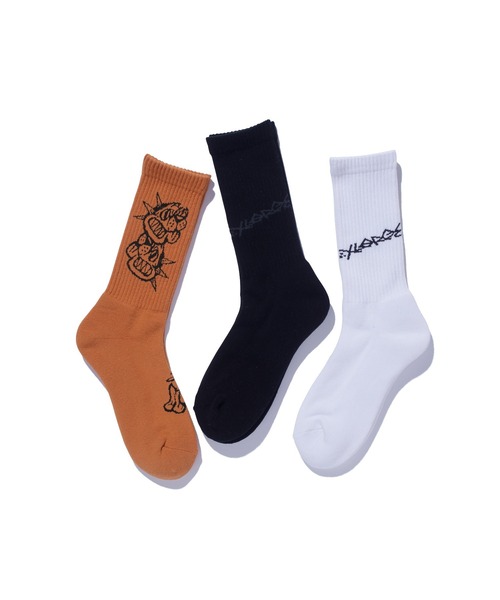 XLARGE（エクストララージ）の「DOG SOCKS（ソックス/靴下・メンズ・オレンジ/ブラック/ホワイト・ONE SIZE）」の4枚目の写真