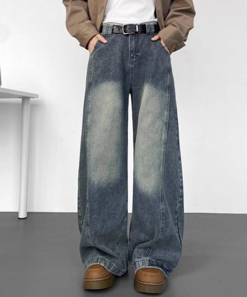 link lot(リンクロット)の「ウォッシュ加工バックゴムバルーンデニムパンツ(デニムパンツ・メンズ・ブラック/ブルー・M/L)」の4枚目の写真