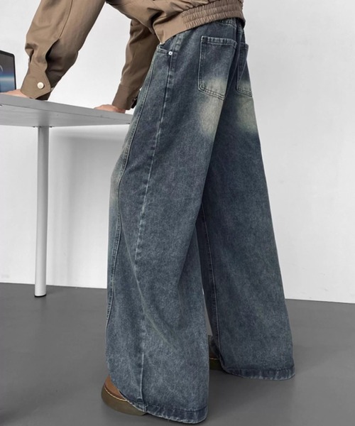 link lot(リンクロット)の「ウォッシュ加工バックゴムバルーンデニムパンツ(デニムパンツ・メンズ・ブラック/ブルー・M/L)」の6枚目の写真