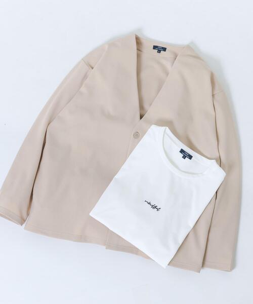ITEMS URBANRESEARCH(アイテムズ アーバンリサーチ)の「UVカット梨地カーディガン+刺繍Tシャツセット(楽着シリーズ)(カーディガン/ボレロ・メンズ・ベージュ/ブラック/チャコールグレー/ブルー・LARGE/MEDIUM)」の3枚目の写真