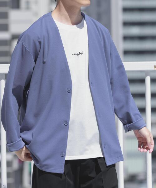 ITEMS URBANRESEARCH(アイテムズ アーバンリサーチ)の「UVカット梨地カーディガン+刺繍Tシャツセット(楽着シリーズ)(カーディガン/ボレロ・メンズ・ベージュ/ブラック/チャコールグレー/ブルー・LARGE/MEDIUM)」の5枚目の写真