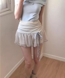 ドット柄フリルミニスカート インナーパンツ付き