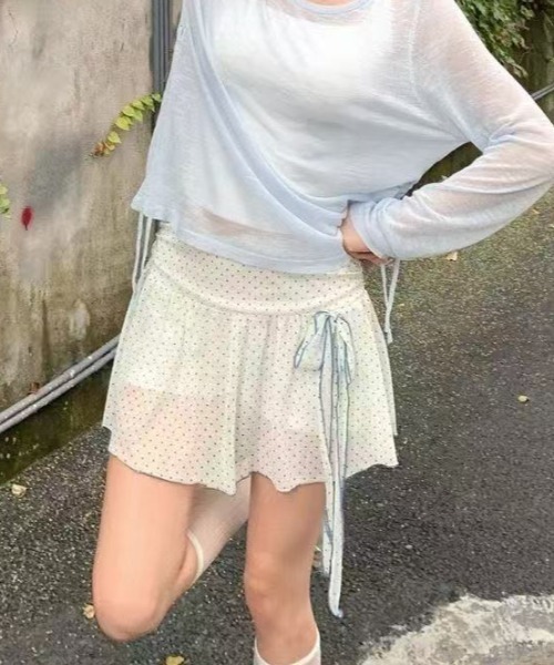Achic(アシック)の「ドット柄フリルミニスカート インナーパンツ付き(スカート・レディース・ブラック/ホワイト・M)」の11枚目の写真