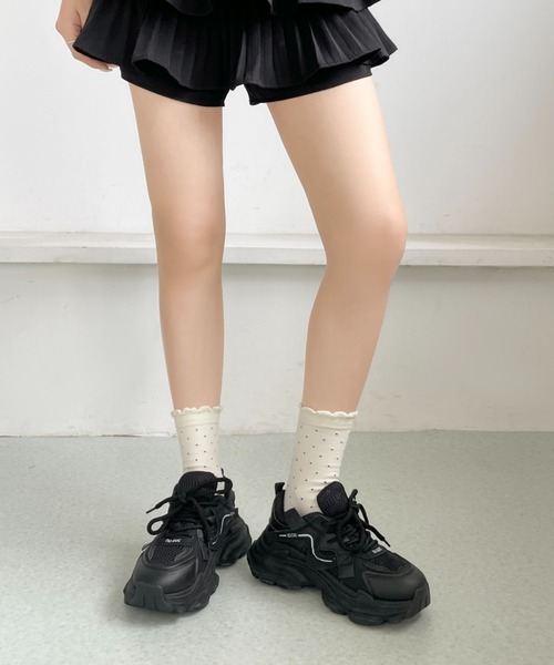 Shoes in Closet（シューズインクローゼット）の「軽量 厚底 ボリュームソール スニーカー 578（スニーカー・レディース・ブラック/ホワイト/グレー・L/LL/M/S）」の21枚目の写真