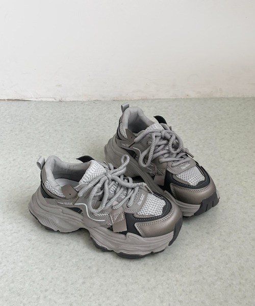 Shoes in Closet（シューズインクローゼット）の「軽量 厚底 ボリュームソール スニーカー 578（スニーカー・レディース・ブラック/ホワイト/グレー・L/LL/M/S）」の13枚目の写真