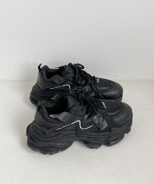 Shoes in Closet（シューズインクローゼット）の「軽量 厚底 ボリュームソール スニーカー 578（スニーカー・レディース・ブラック/ホワイト/グレー・L/LL/M/S）」の18枚目の写真
