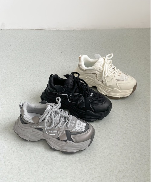 Shoes in Closet（シューズインクローゼット）の「軽量 厚底 ボリュームソール スニーカー 578（スニーカー・レディース・ブラック/ホワイト/グレー・L/LL/M/S）」の8枚目の写真