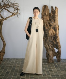 LAULEN | Back knot wide salopette /ディープVネックバックノットワイドサロペット(サロペット/オーバーオール)