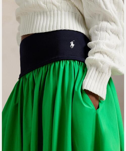 POLO RALPH LAUREN(ポロ ラルフ ローレン)の「コントラストウエストバンド Aライン スカート(スカート・レディース・グリーン・S/M/XS)」の5枚目の写真