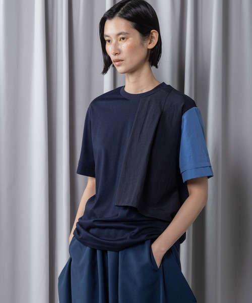 MARECHAL TERRE(マルシャルテル)の「【接触冷感 / 撥水加工 / 花粉防止】コンビネーションデザインTシャツ(Tシャツ/カットソー・レディース・ブラック/オフホワイト/ライトグレー/ネイビー・MEDIUM)」の4枚目の写真