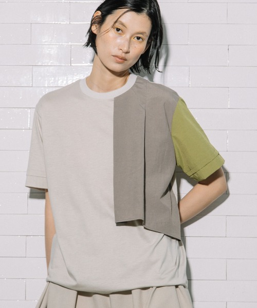 MARECHAL TERRE(マルシャルテル)の「【接触冷感 / 撥水加工 / 花粉防止】コンビネーションデザインTシャツ(Tシャツ/カットソー・レディース・ブラック/オフホワイト/ライトグレー/ネイビー・MEDIUM)」の3枚目の写真