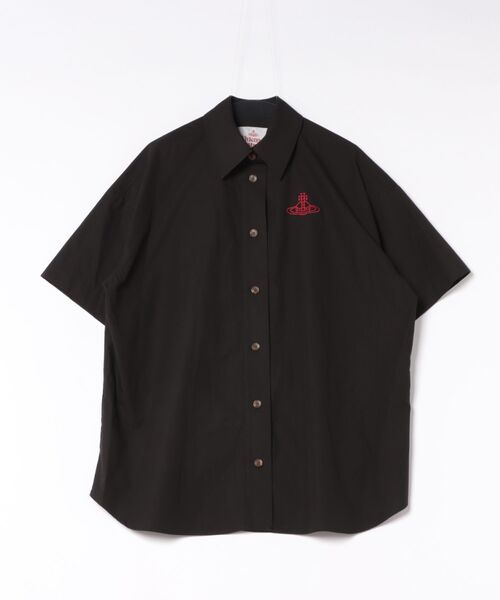 Vivienne Westwood（ヴィヴィアンウエストウッド）の「ｵｰｶﾞﾆｯｸｺｯﾄﾝﾌﾞﾛｰﾄﾞXXL Short Sleeve Shirt（シャツ/ブラウス・レディース・ホワイト/ブラック・FREE）」の2枚目の写真