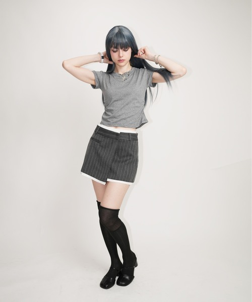 IMARI（イマリ）の「【 IMARI / イマリ 】 ピン ストライプ レイヤード スカート #（スカート・レディース・グレー/ブラック・S/M）」の14枚目の写真
