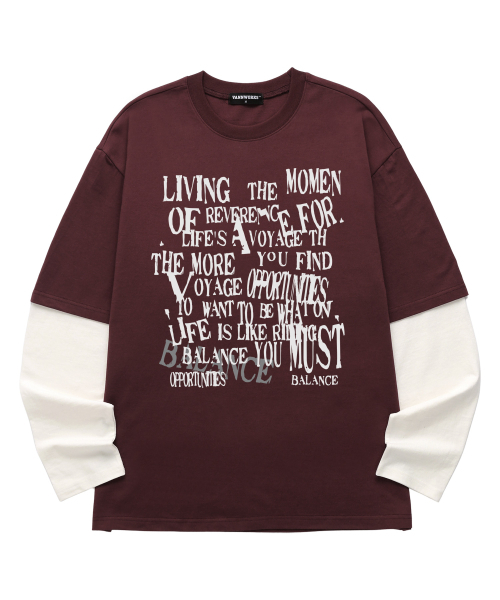 VANNWORKS（バンワークス）の「レイヤードBALANCEロングスリーブ(VVLL0227)バーガンディ/ホワイト（Tシャツ/カットソー・メンズ・その他・SMALL/MEDIUM/LARGE/X-LARGE）」の3枚目の写真