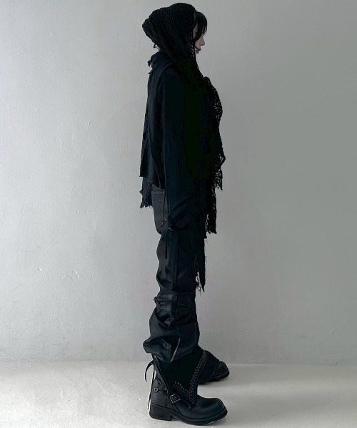 YIKAI LABORATORY（イカイラボラトリー）の「【YIKAI LABORATORY】syncope waxed denim / 【イカイラボラトリー】ダメージフレアデニムパンツ＜着用動画あり＞（デニムパンツ・メンズ・ブラック・02/01）」の13枚目の写真