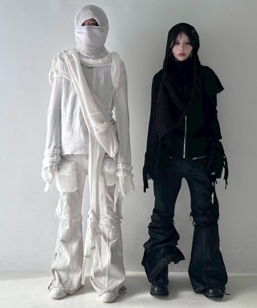 YIKAI LABORATORY（イカイラボラトリー）の「【YIKAI LABORATORY】syncope waxed denim / 【イカイラボラトリー】ダメージフレアデニムパンツ＜着用動画あり＞（デニムパンツ・メンズ・ブラック・02/01）」の6枚目の写真