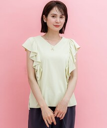 スウェットファンクションジャージー フリル袖カットソー