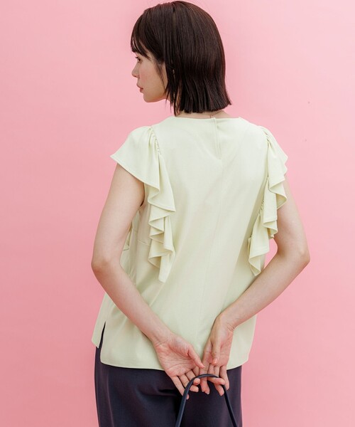 組曲 S（クミキョク チイサイサイズ）の「スウェットファンクションジャージー フリル袖カットソー（Tシャツ/カットソー・レディース・ホワイト系/グリーン系/ネイビー系/ブラウン系・S2）」の12枚目の写真