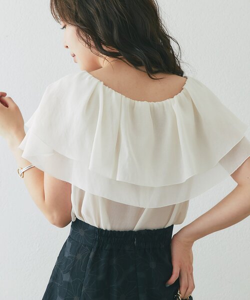 La boutique BonBon(ラブティックボンボン)の「【差がつく上品見え】ケープ風ノースリブラウス(シャツ/ブラウス・レディース・アイボリー/バイオレット/ネイビー・FREE)」の20枚目の写真