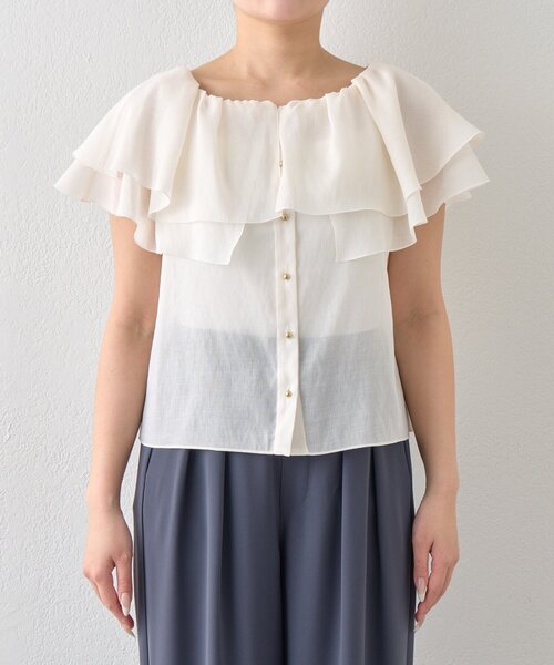 La boutique BonBon(ラブティックボンボン)の「【差がつく上品見え】ケープ風ノースリブラウス(シャツ/ブラウス・レディース・アイボリー/バイオレット/ネイビー・FREE)」の9枚目の写真