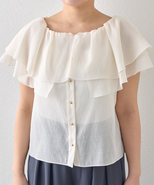 La boutique BonBon(ラブティックボンボン)の「【差がつく上品見え】ケープ風ノースリブラウス(シャツ/ブラウス・レディース・アイボリー/バイオレット/ネイビー・FREE)」の15枚目の写真