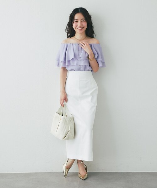 La boutique BonBon(ラブティックボンボン)の「【差がつく上品見え】ケープ風ノースリブラウス(シャツ/ブラウス・レディース・アイボリー/バイオレット/ネイビー・FREE)」の8枚目の写真