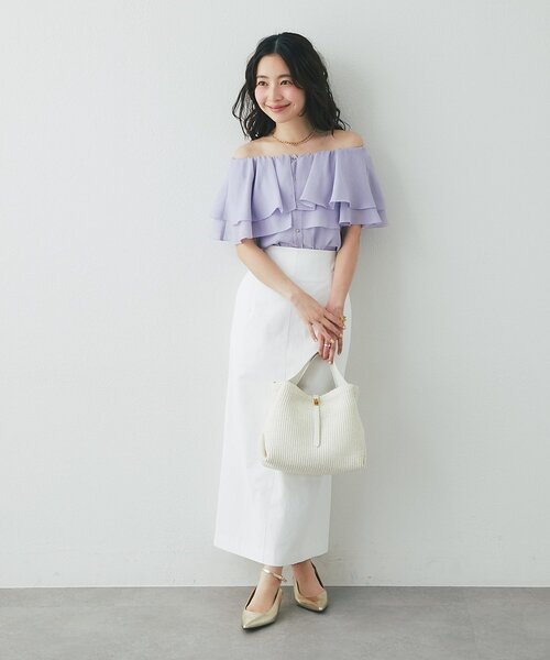 La boutique BonBon(ラブティックボンボン)の「【差がつく上品見え】ケープ風ノースリブラウス(シャツ/ブラウス・レディース・アイボリー/バイオレット/ネイビー・FREE)」の10枚目の写真