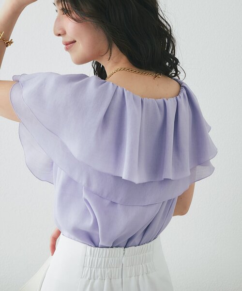 La boutique BonBon(ラブティックボンボン)の「【差がつく上品見え】ケープ風ノースリブラウス(シャツ/ブラウス・レディース・アイボリー/バイオレット/ネイビー・FREE)」の13枚目の写真