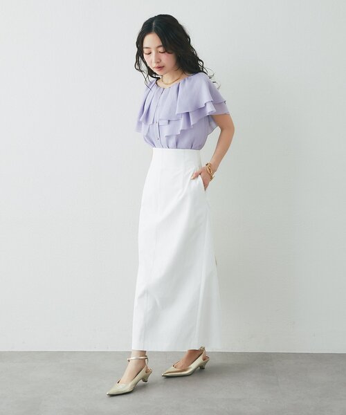 La boutique BonBon(ラブティックボンボン)の「【差がつく上品見え】ケープ風ノースリブラウス(シャツ/ブラウス・レディース・アイボリー/バイオレット/ネイビー・FREE)」の17枚目の写真