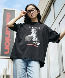 限定展開 diskunion×FREAK'S STORE 別注 ビーグル ビッグシルエット プリント クルーネック Tシャツ