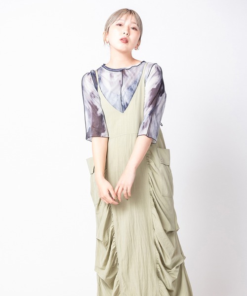 OSMOSIS（オズモーシス）の「2WAYギャザーワンピース（ワンピース・レディース・ベージュ/ブラック/カーキ・ONE SIZE）」の3枚目の写真