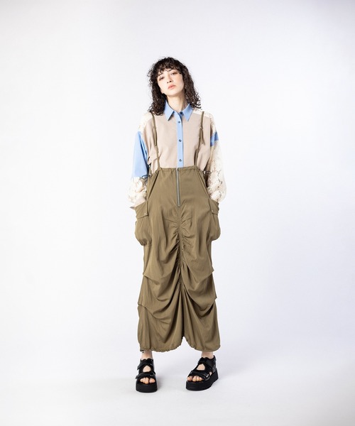 OSMOSIS（オズモーシス）の「2WAYギャザーワンピース（ワンピース・レディース・ベージュ/ブラック/カーキ・ONE SIZE）」の13枚目の写真