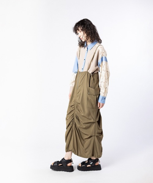 OSMOSIS（オズモーシス）の「2WAYギャザーワンピース（ワンピース・レディース・ベージュ/ブラック/カーキ・ONE SIZE）」の14枚目の写真