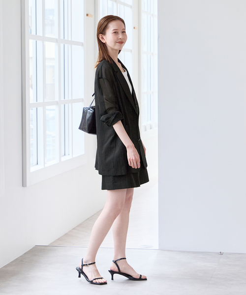 U by SPICK&SPAN(ユーバイスピックアンドスパン)の「《追加》シアーオーバージャケット(テーラードジャケット・レディース・サックスブルー/ブラック・36/38)」の12枚目の写真