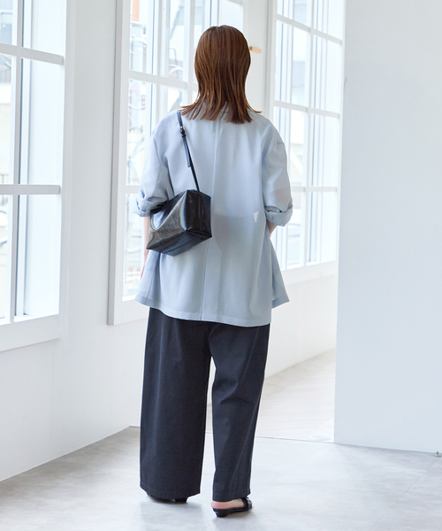 U by SPICK&SPAN(ユーバイスピックアンドスパン)の「《追加》シアーオーバージャケット(テーラードジャケット・レディース・サックスブルー/ブラック・36/38)」の19枚目の写真