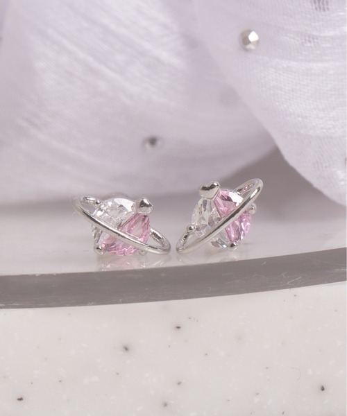 Peony(ピオニー)の「【Peony/ピオニー】コスモモチーフ ストーンピアス【アレルギー対応】(ピアス(両耳用)・レディース・ピンクゴールド/ゴールド/シルバー・FREE)」の2枚目の写真
