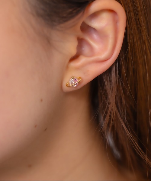 Peony(ピオニー)の「【Peony/ピオニー】コスモモチーフ ストーンピアス【アレルギー対応】(ピアス(両耳用)・レディース・ピンクゴールド/ゴールド/シルバー・FREE)」の1枚目の写真