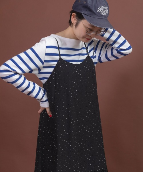 CHILD WOMAN(チャイルドウーマン)の「レーヨンちりめん抜染ドットプリントキャミワンピース(ワンピース・レディース・ブラック・FREE)」の14枚目の写真