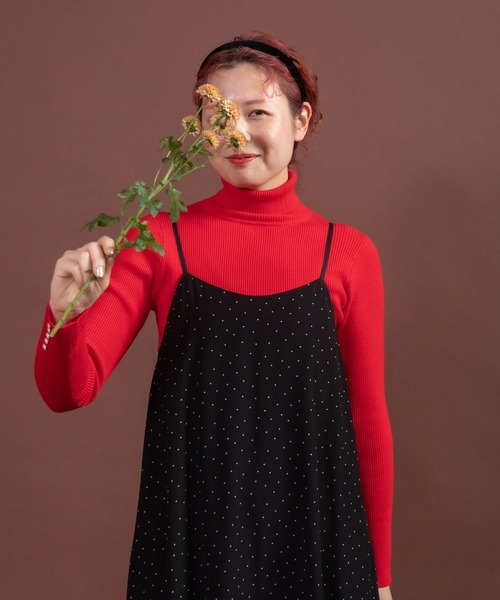 CHILD WOMAN(チャイルドウーマン)の「レーヨンちりめん抜染ドットプリントキャミワンピース(ワンピース・レディース・ブラック・FREE)」の7枚目の写真