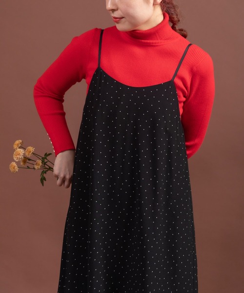 CHILD WOMAN(チャイルドウーマン)の「レーヨンちりめん抜染ドットプリントキャミワンピース(ワンピース・レディース・ブラック・FREE)」の6枚目の写真