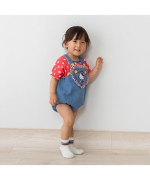rolling pepe フローラル デニムサロペット ロンパース 花柄 ピンク ママ＆ベビー ロンパース サロペット」に該当するファッション通販