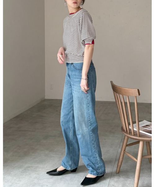 She's Closet(シーズクローゼット)の「パフスリーブ ショート丈 半袖 配色バイカラー レイヤード風 サマーニット トップス(ニット/セーター・レディース・ブラック/アイボリー/グレー・FREE)」の22枚目の写真