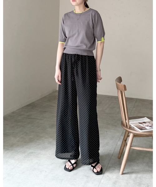 She's Closet(シーズクローゼット)の「パフスリーブ ショート丈 半袖 配色バイカラー レイヤード風 サマーニット トップス(ニット/セーター・レディース・ブラック/アイボリー/グレー・FREE)」の17枚目の写真
