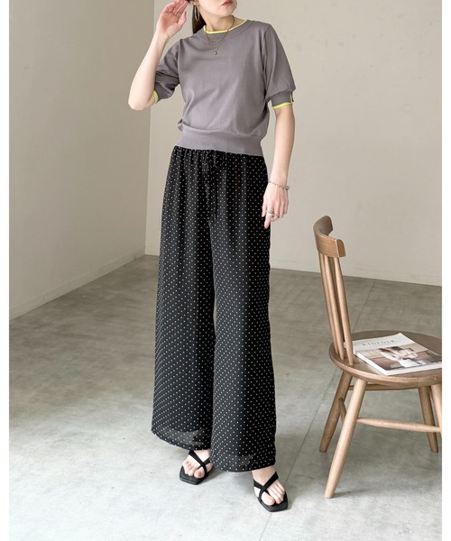 She's Closet(シーズクローゼット)の「パフスリーブ ショート丈 半袖 配色バイカラー レイヤード風 サマーニット トップス(ニット/セーター・レディース・ブラック/アイボリー/グレー・FREE)」の19枚目の写真