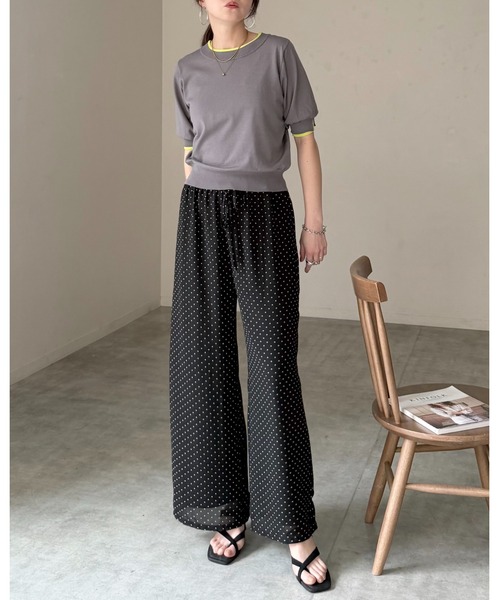 She's Closet(シーズクローゼット)の「パフスリーブ ショート丈 半袖 配色バイカラー レイヤード風 サマーニット トップス(ニット/セーター・レディース・ブラック/アイボリー/グレー・FREE)」の20枚目の写真