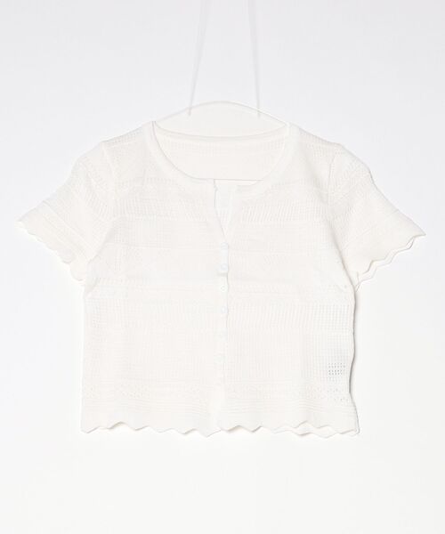 gossip!ロサンゼルス(ゴシップロサンゼルス)の「YUGA 透かし編み(ポインテールニット)カーディガン トップス(Tシャツ/カットソー・レディース・ブルー/ピンク/イエロー/オフホワイト/ホワイト/ブラック・FREE)」の21枚目の写真