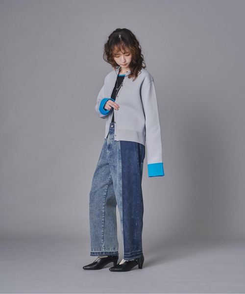 terrace（テラス）の「コントラストデニムパンツ（デニムパンツ・レディース・グレー/ネイビー・FREE）」の5枚目の写真