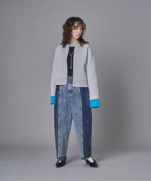 terrace（テラス）の「コントラストデニムパンツ（デニムパンツ・レディース・グレー/ネイビー・FREE）」の7枚目の写真
