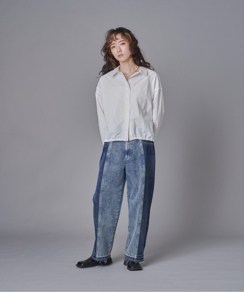 terrace（テラス）の「コントラストデニムパンツ（デニムパンツ・レディース・グレー/ネイビー・FREE）」の10枚目の写真