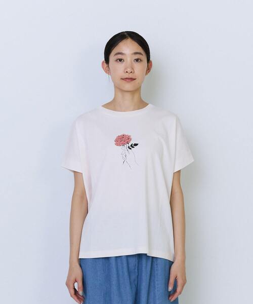 ADIEU TRISTESSE（アデュートリステス）の「【6月お気に入り登録ブランド内2位】杉本さなえさん コラボフレンチスリーブTシャツ（Tシャツ/カットソー・レディース・ピンク/グレー/アイボリー・FREE）」の4枚目の写真